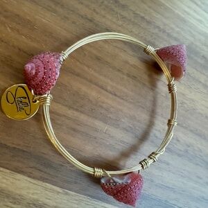 Shellie, Red, Handmade, Wire, Shell Bangle Bracelet